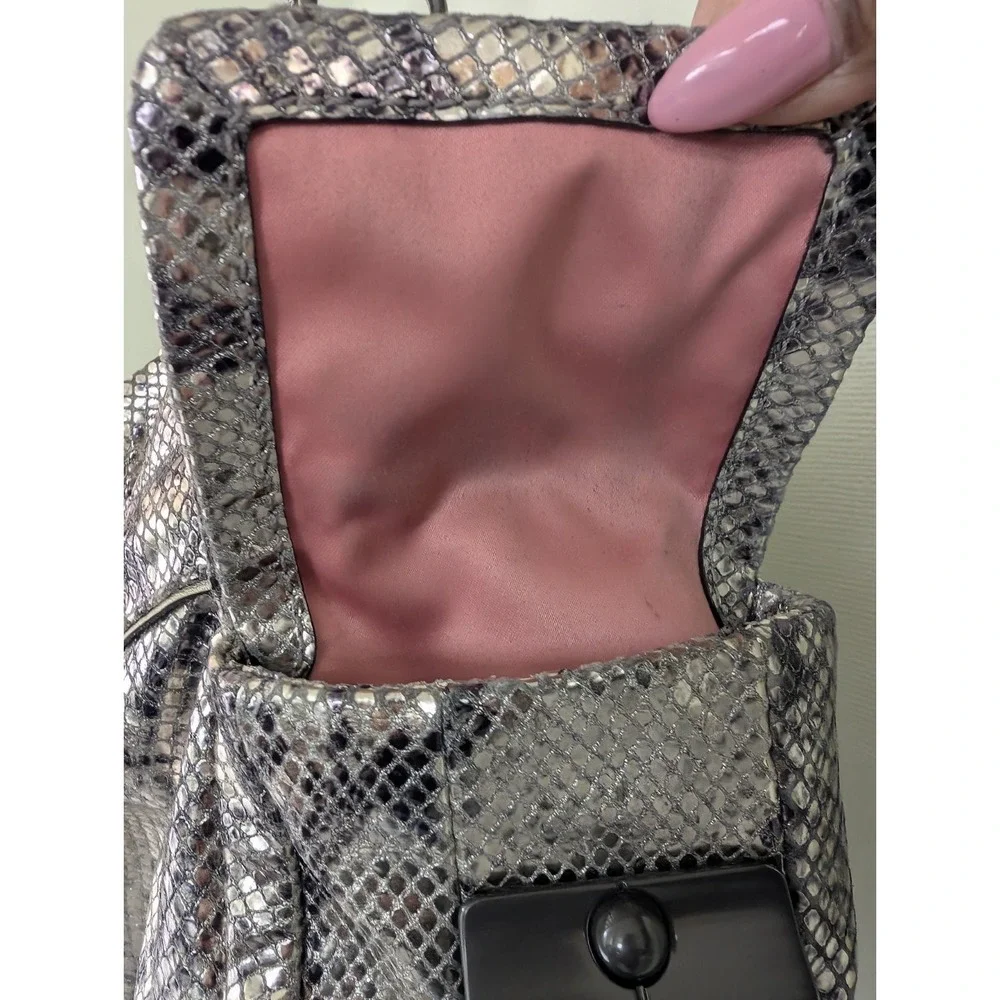 Coach Bag Kristin Metallic Python Hobo Silver Y2K Shoulder Snakeskin Chain Purse